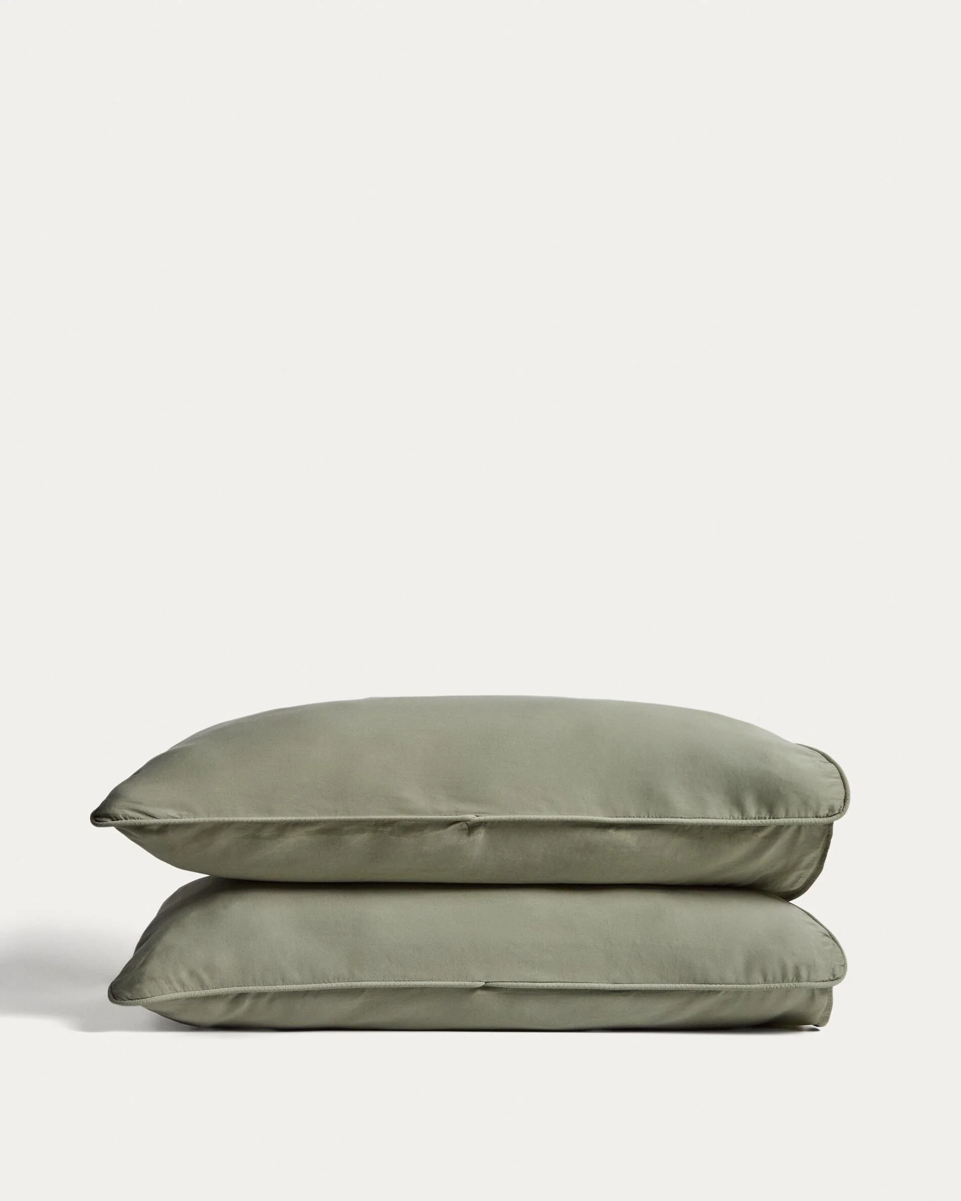 Sirale set of 2 100% cotton sateen pillowcases with washed green finish 50 x 70cm