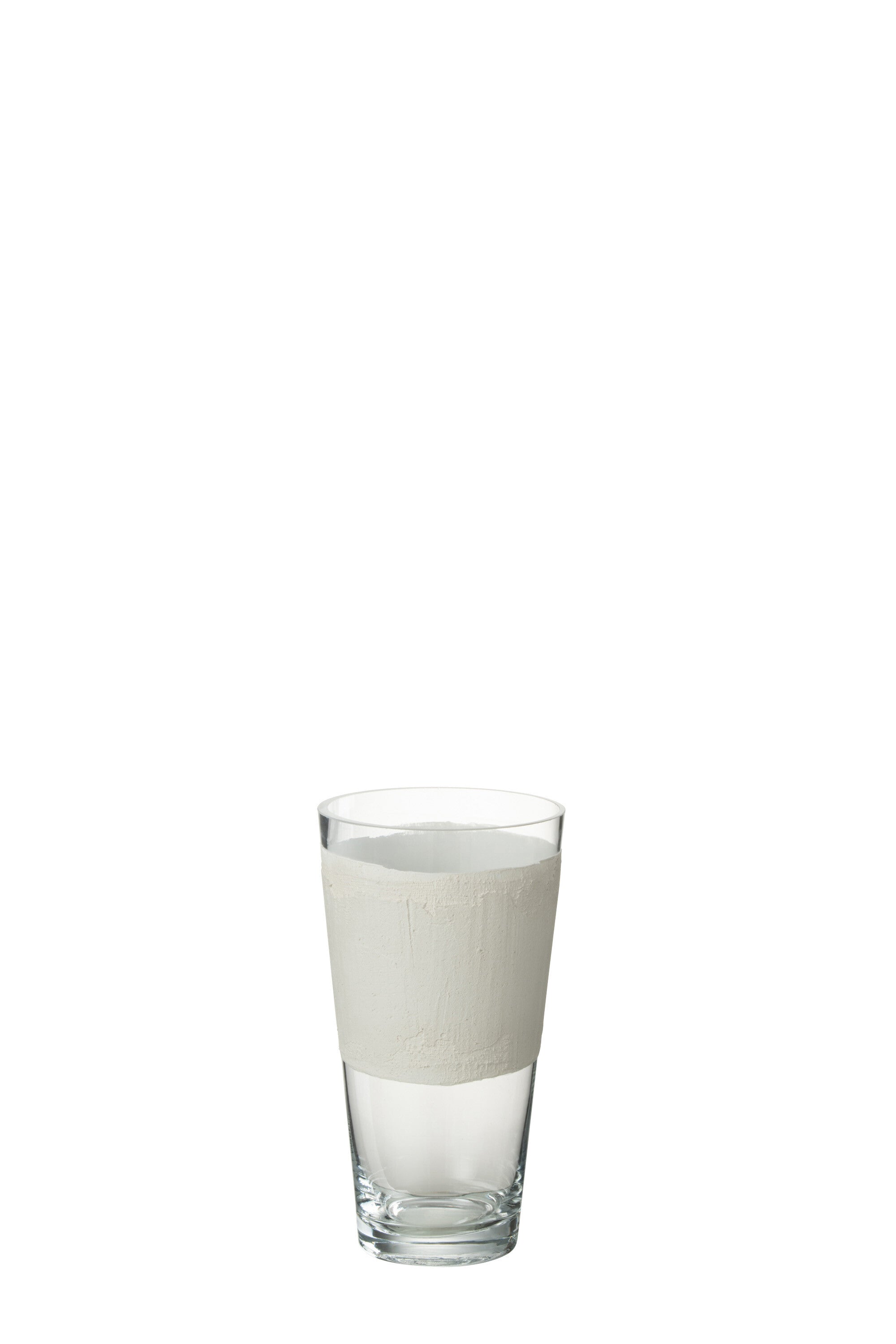 J-Line vaas Delph - glas - transparant/wit - extra small - 25 cm hoog