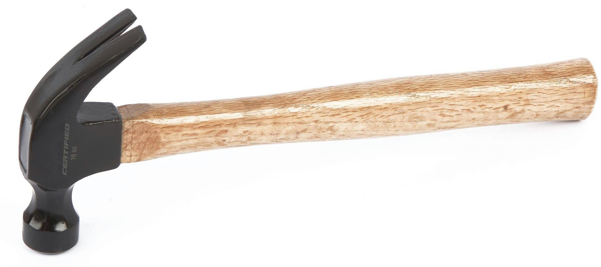 Certified 16-oz Claw Hammer, Forged Steel with Wood Handle