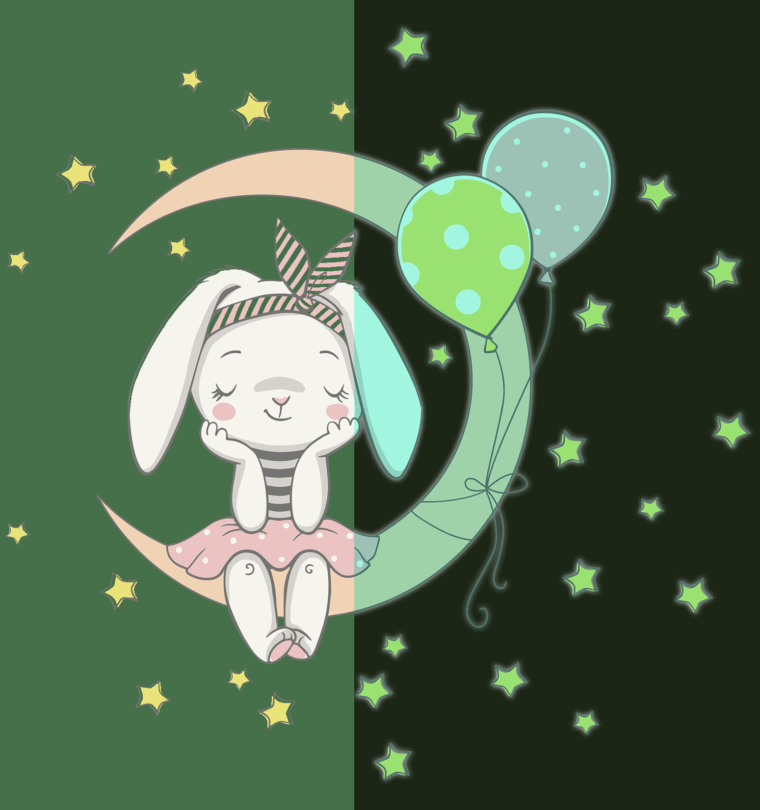 - Stickers mural phosphorescents lumineux lapin 45x40cm