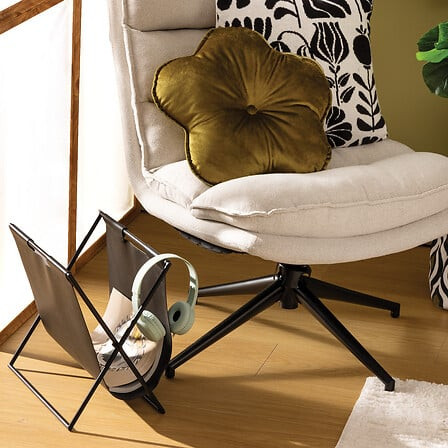 GAZETNIK Twisted Lime PU czarny EKOSKÓRA I STAL 37x22x35 cm