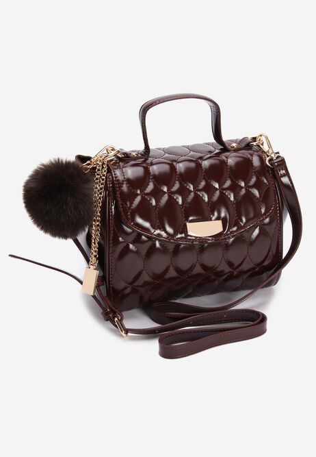 Womens Burgundy Quilted Mini Cross Body Bag