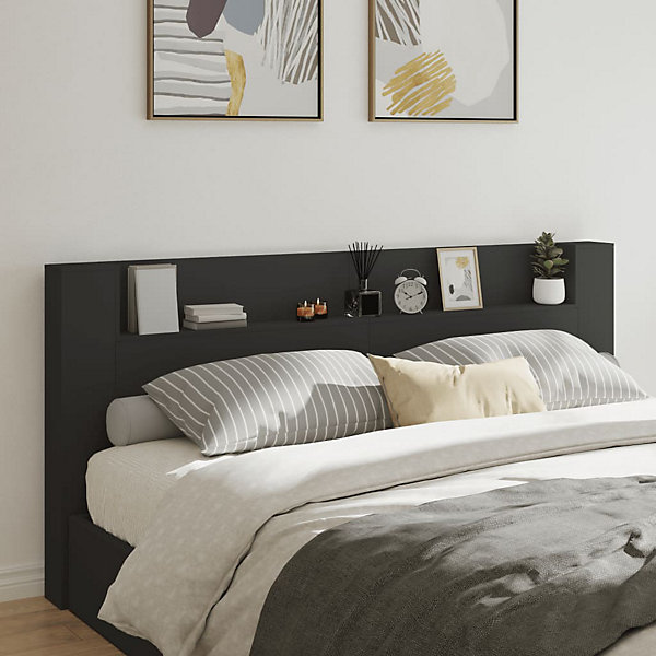 Armoire tête de lit avec LED noir 220x16,5x103,5 cm vidaXL