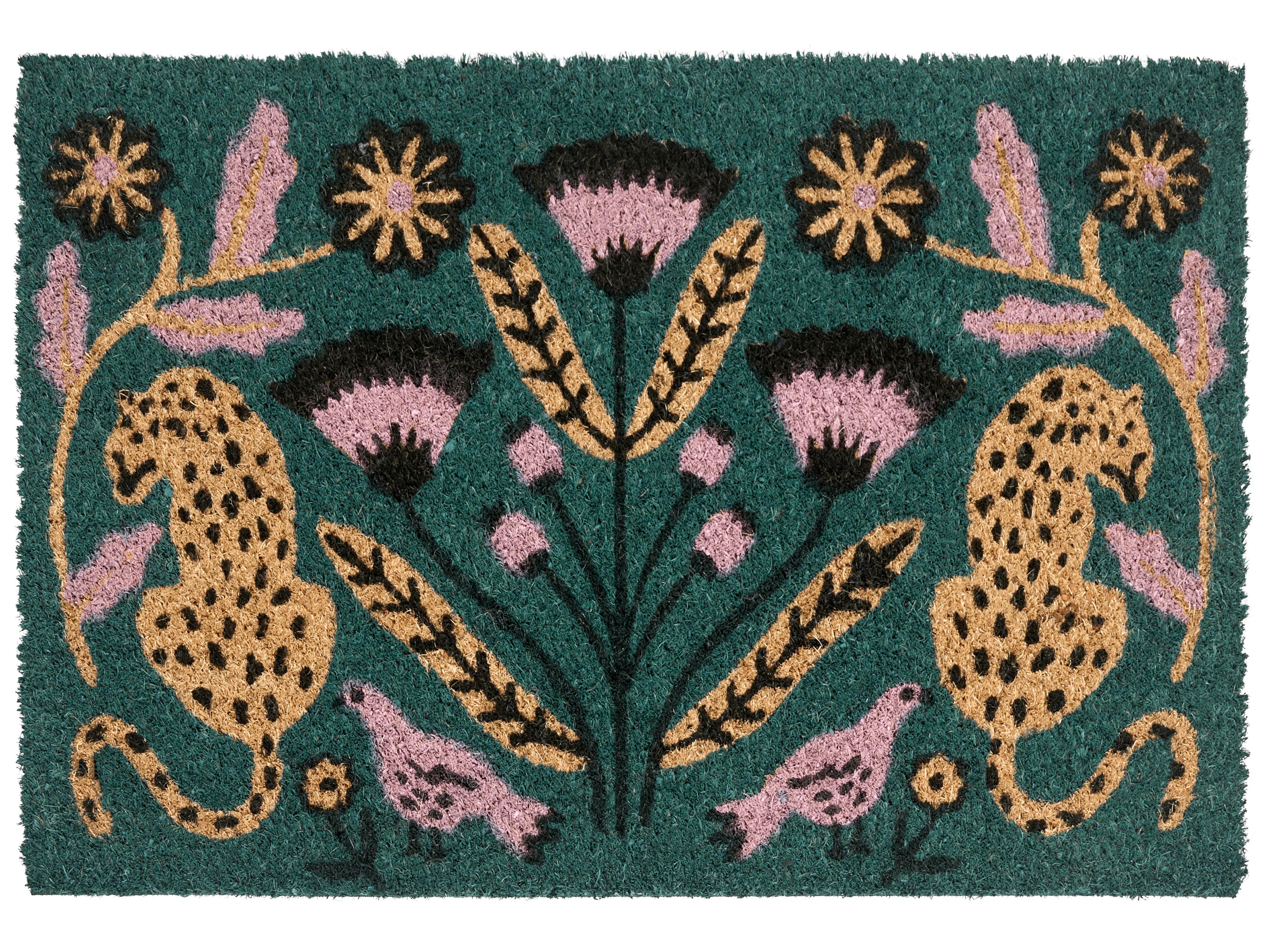 Doormat NAKNEK Multicolour 45 x 75 cm Cat Bird Flower Coir