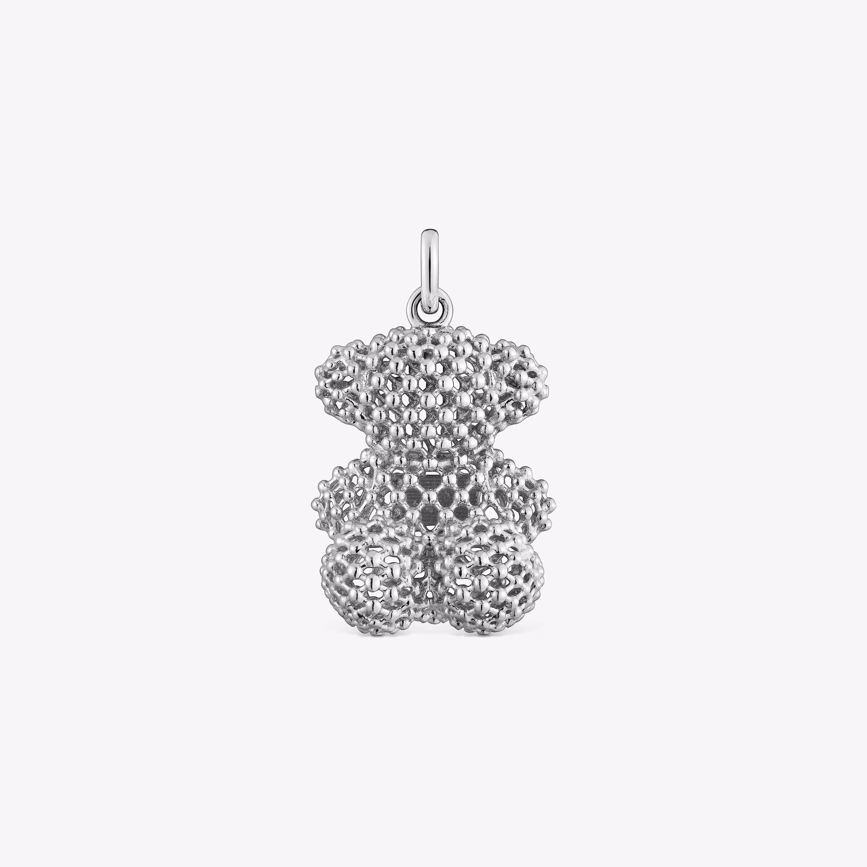 Colgante oso mediano texturizado de oro blanco Bold Bear