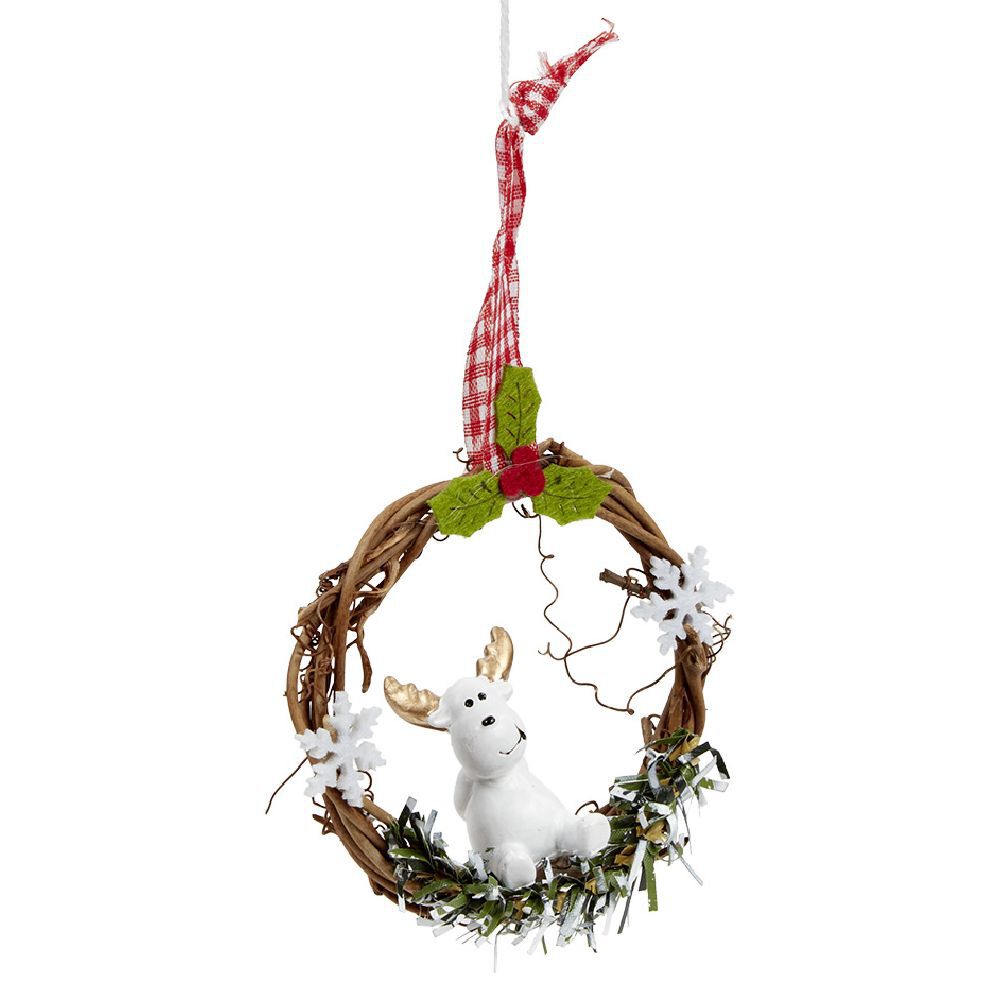 Couronne en bois à suspendre No&euml;l