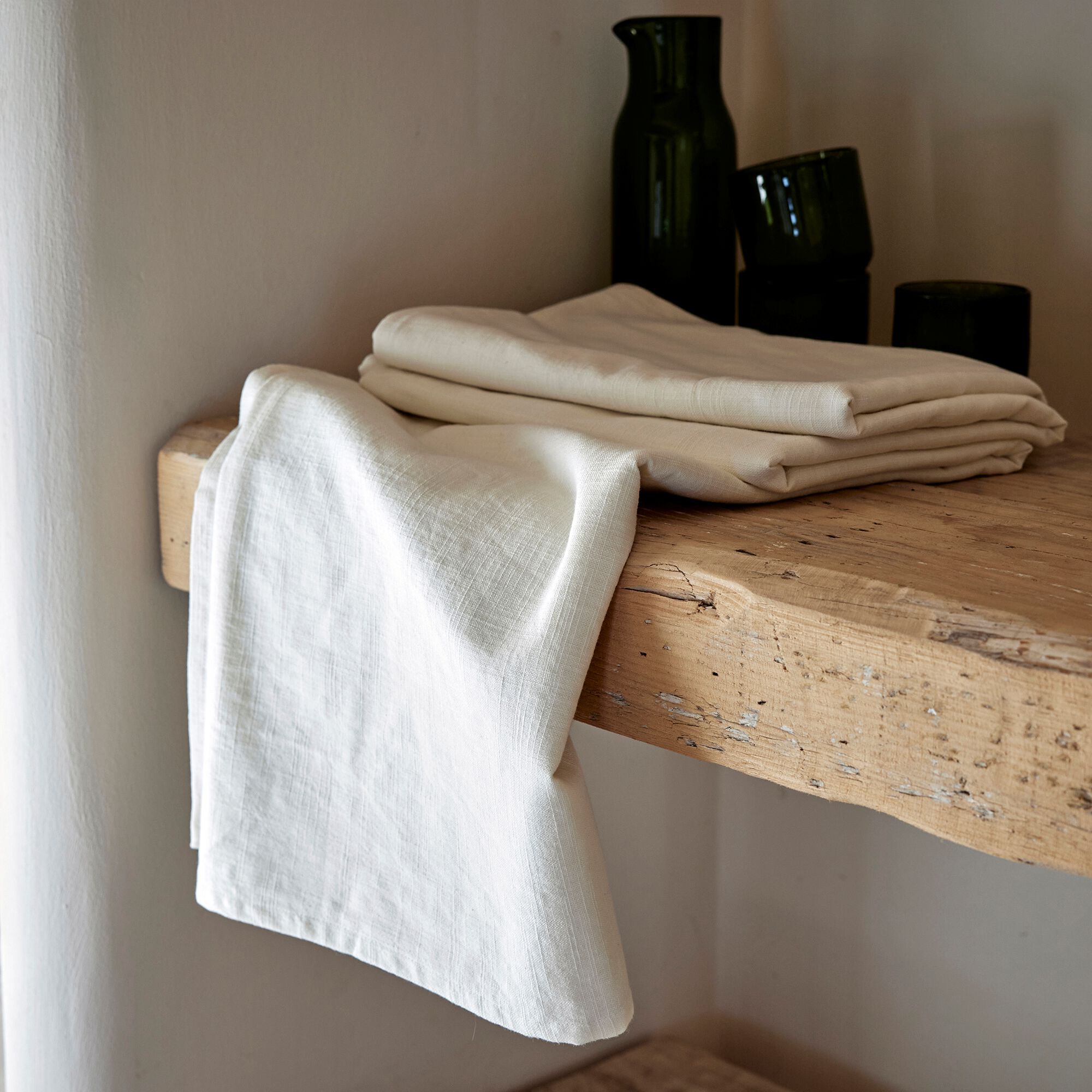 LANIS - Nappe en coton 150x250cm - blanc écru