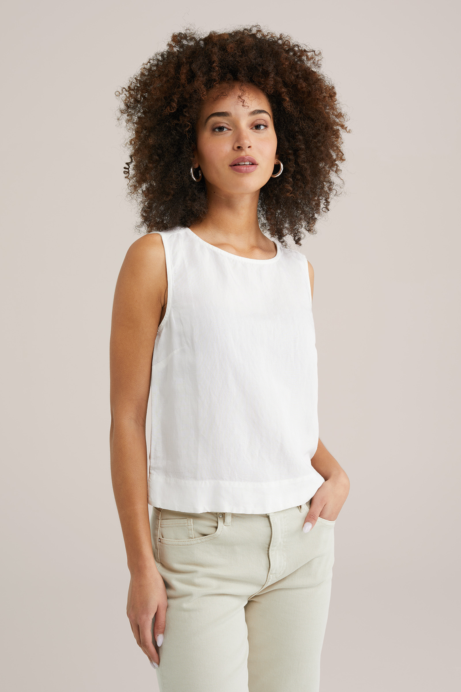 Dames top van linnenmix