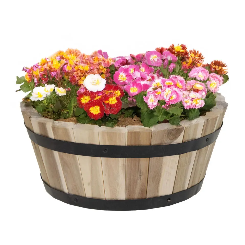 Mega Collections Plantenbak/bloempot Barrel - D29 x H18 cm