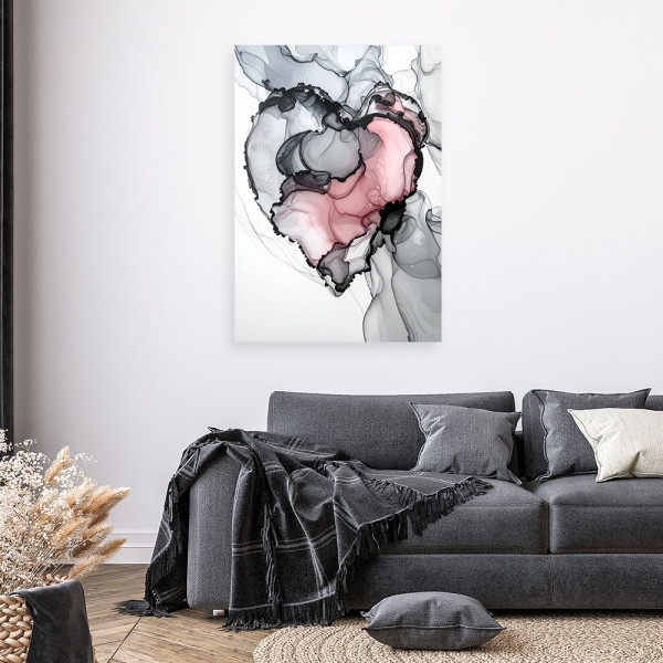 Obraz atramentowy do sypialni salonu, Czerwone serce abstrakcja 20x30