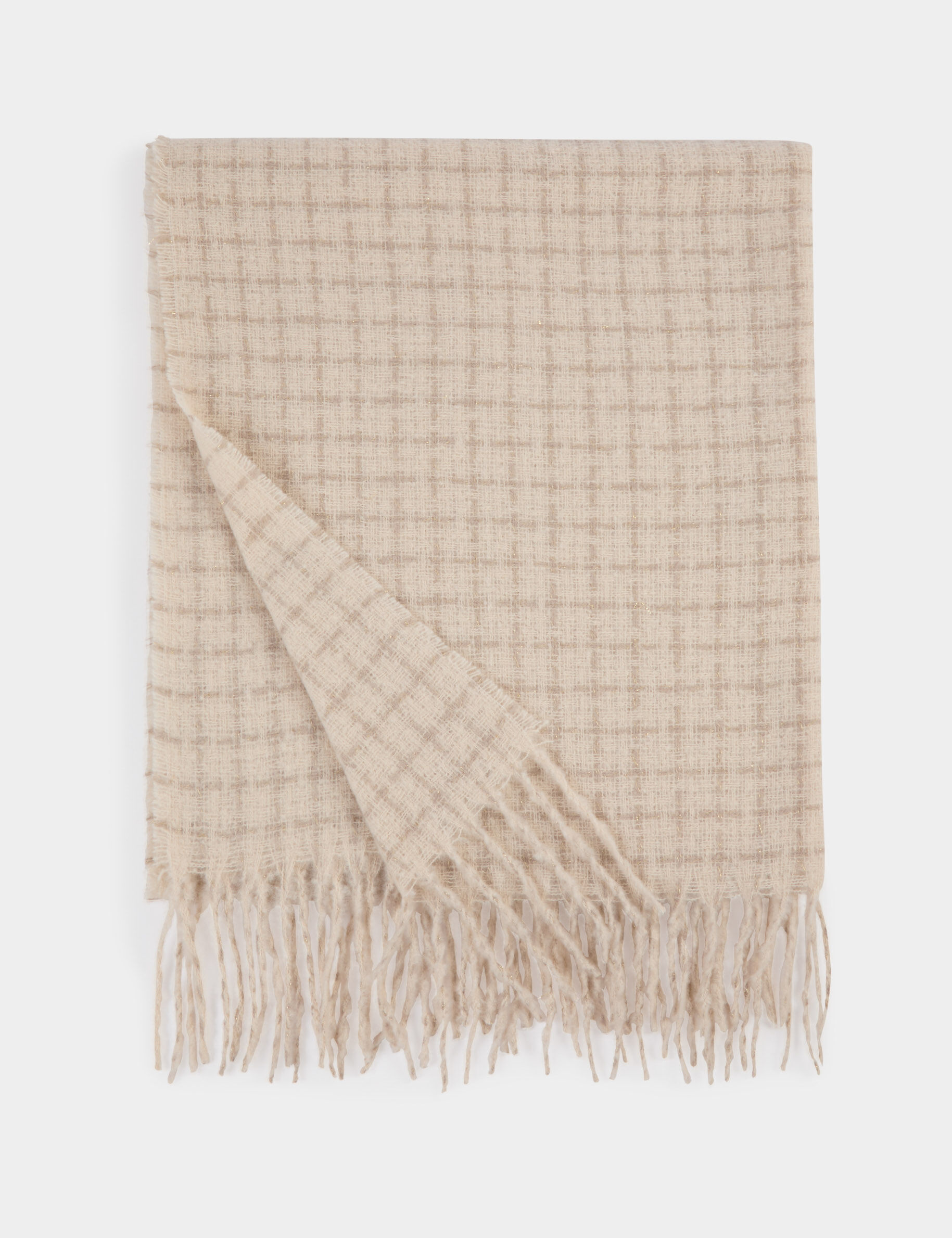 Check Print Scarf Ivory Women