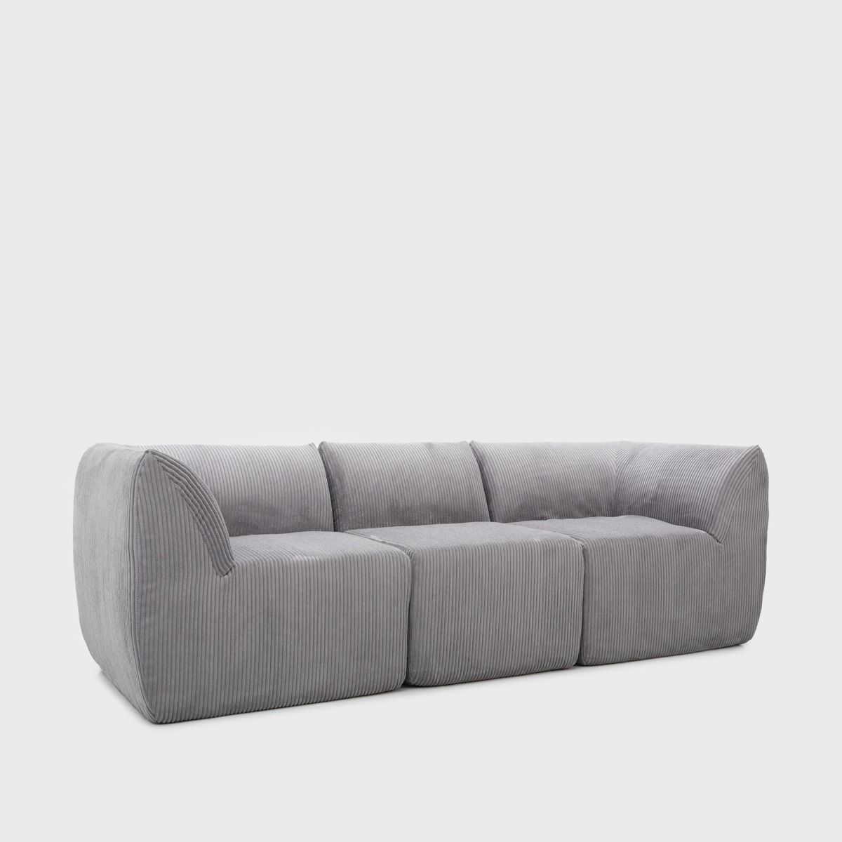 Sofa modułowa SVELA 3-osobowa szara piankowa sztruksowa 225x80x60,5 cm