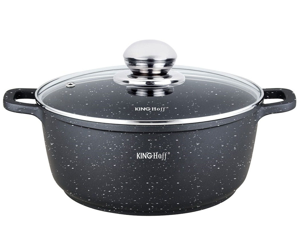 Garnek marmurkowy 1.3L 16cm indukcja gaz z powłoką marmurową KINGHOFF