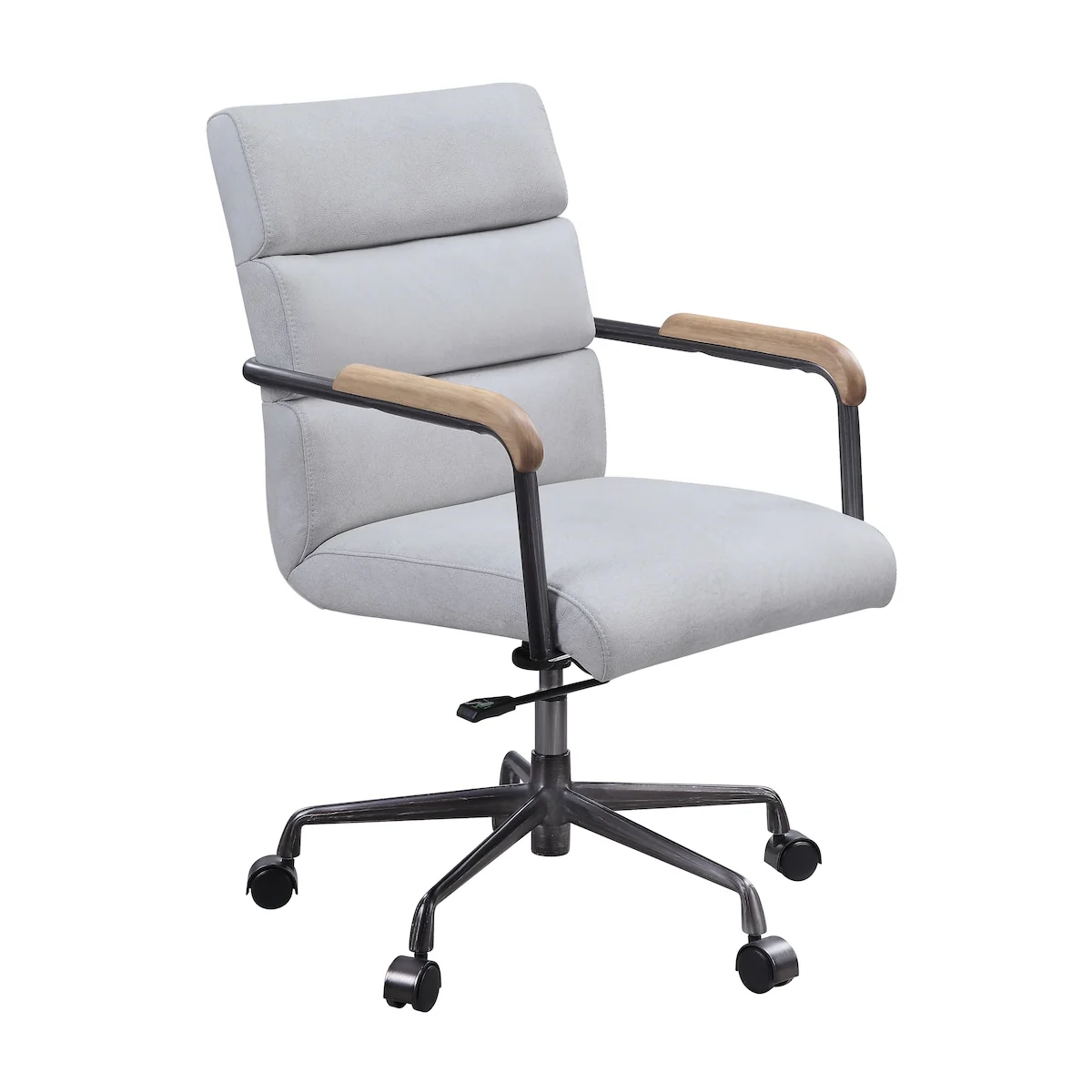 360 Degree Swivel Adjustable Seat Height Executive Office Chair in Top Grain Leather with Metal Base and Legs