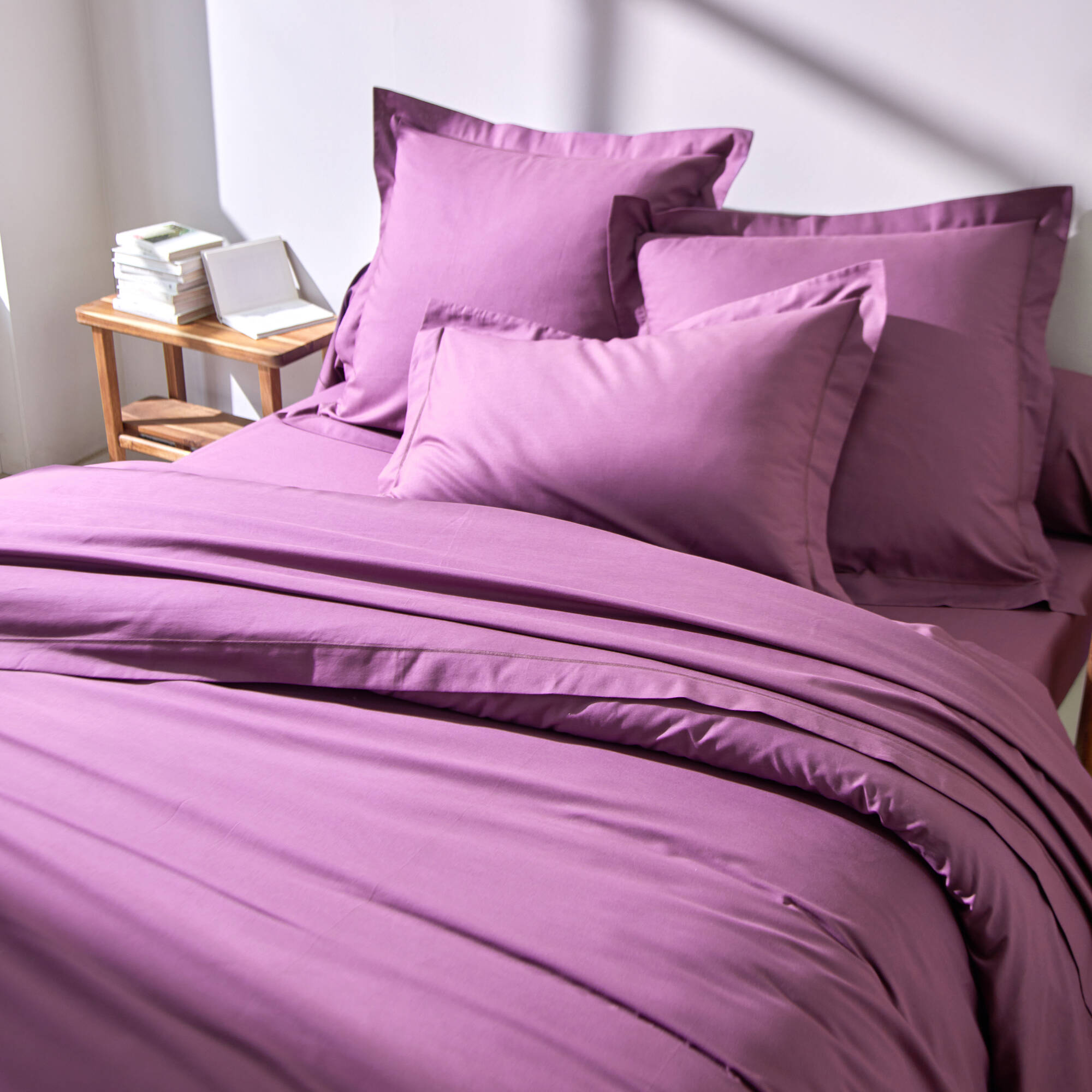 Linge de lit uni polyester-coton Colombine