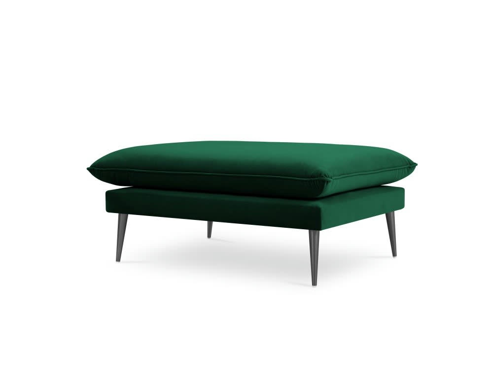 AGATE - Pouf en velours vert bouteille