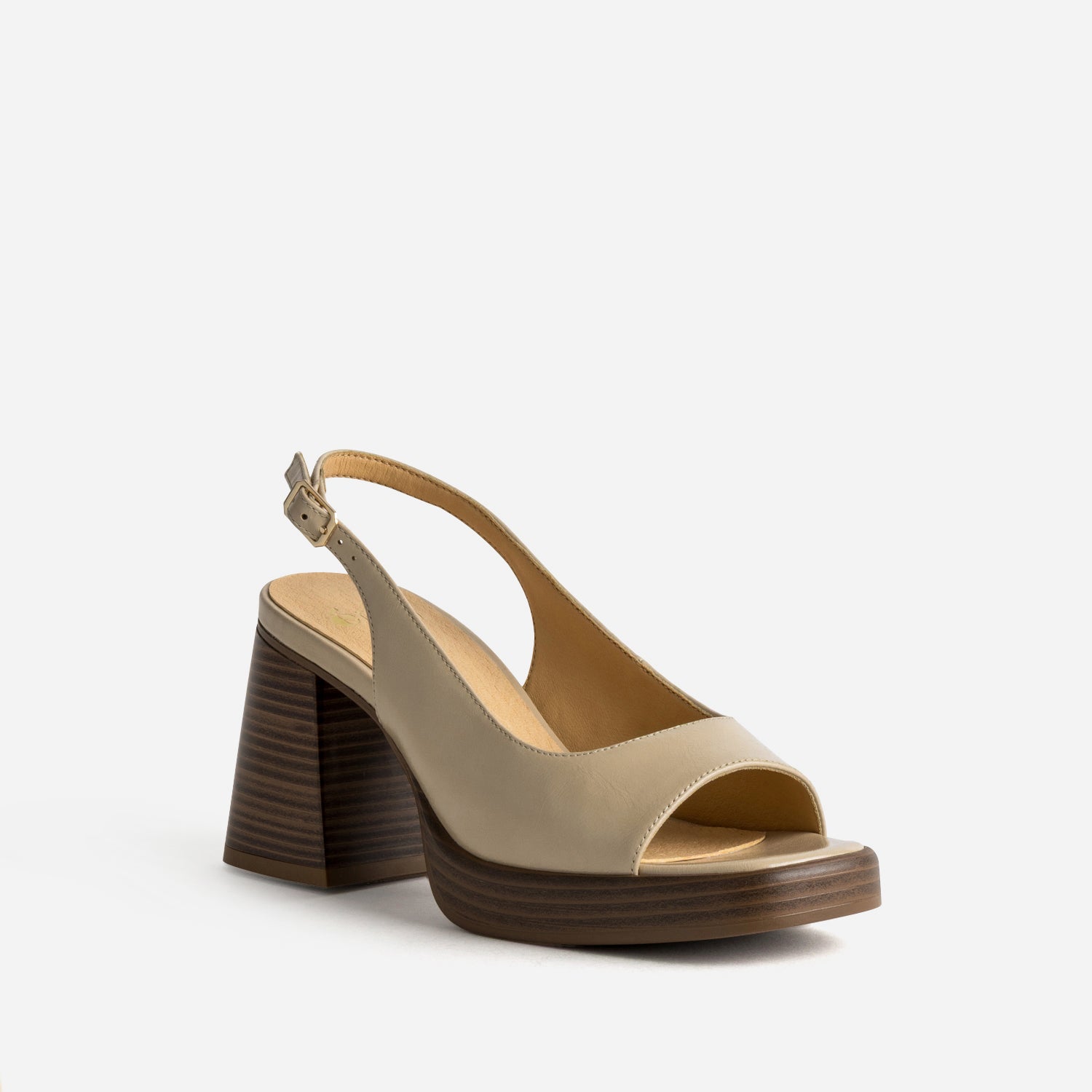 Sandale beige talon flare massif