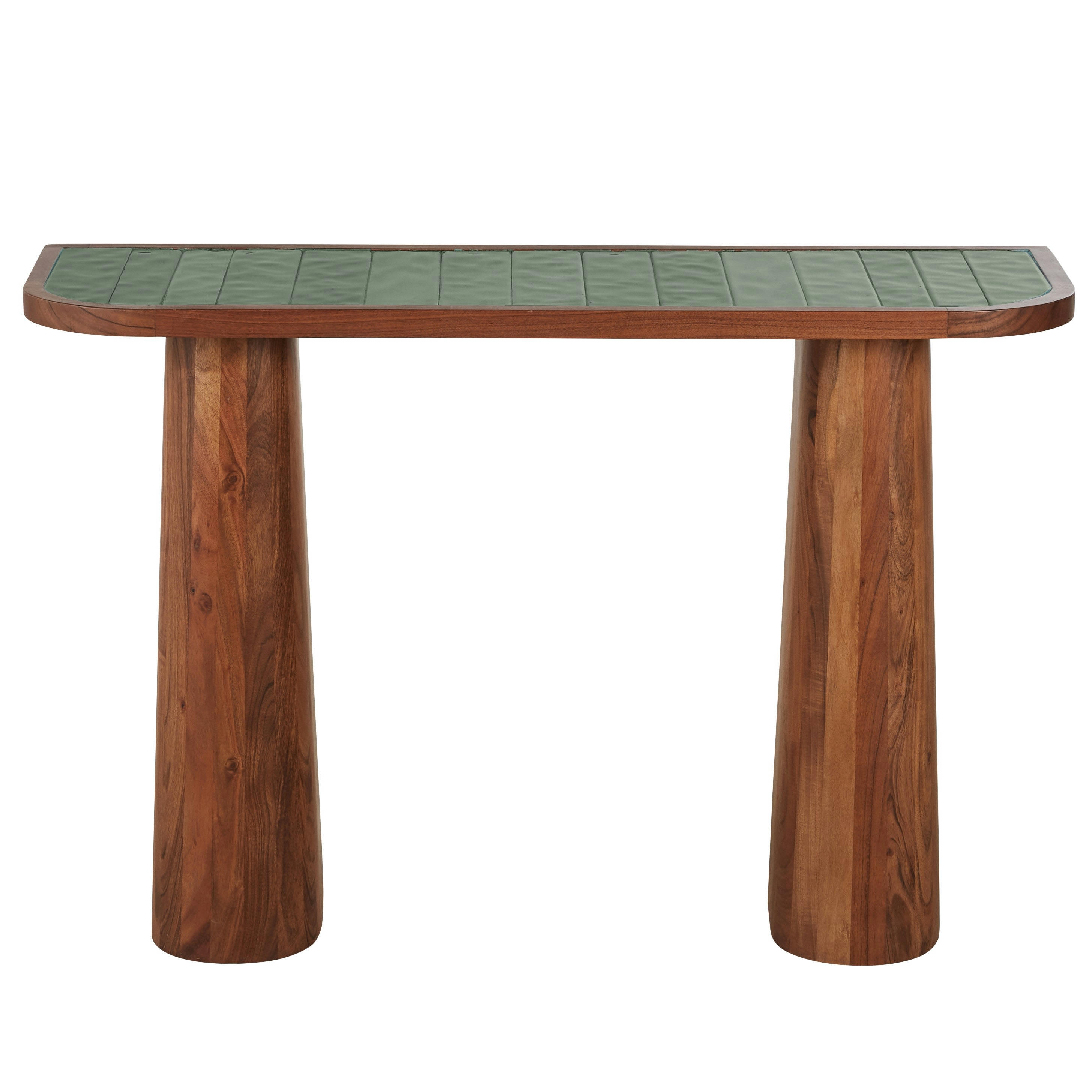 Alya - Console coloris noisette et carrelage effet zellige vert