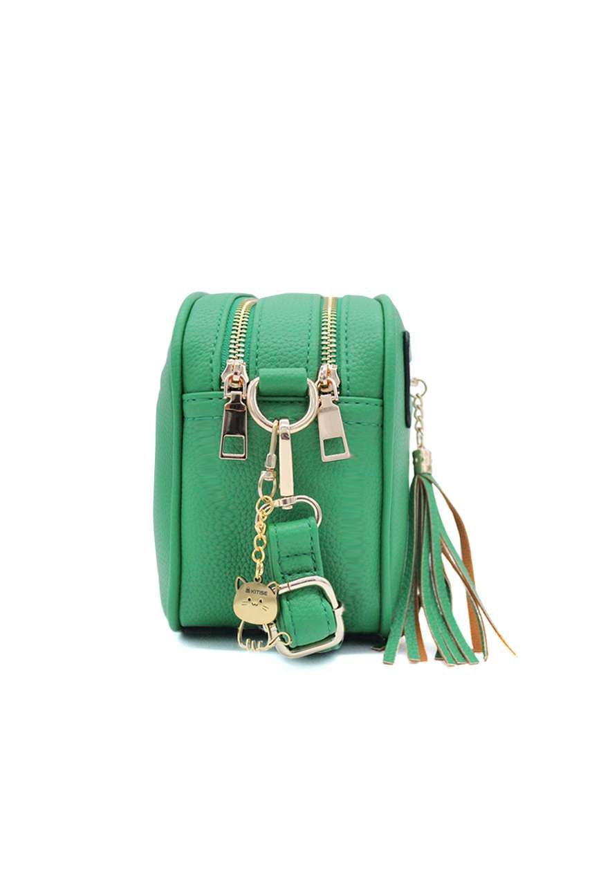 Kitise Dual Zipper Tassel Charm Crossbody Camera Bag