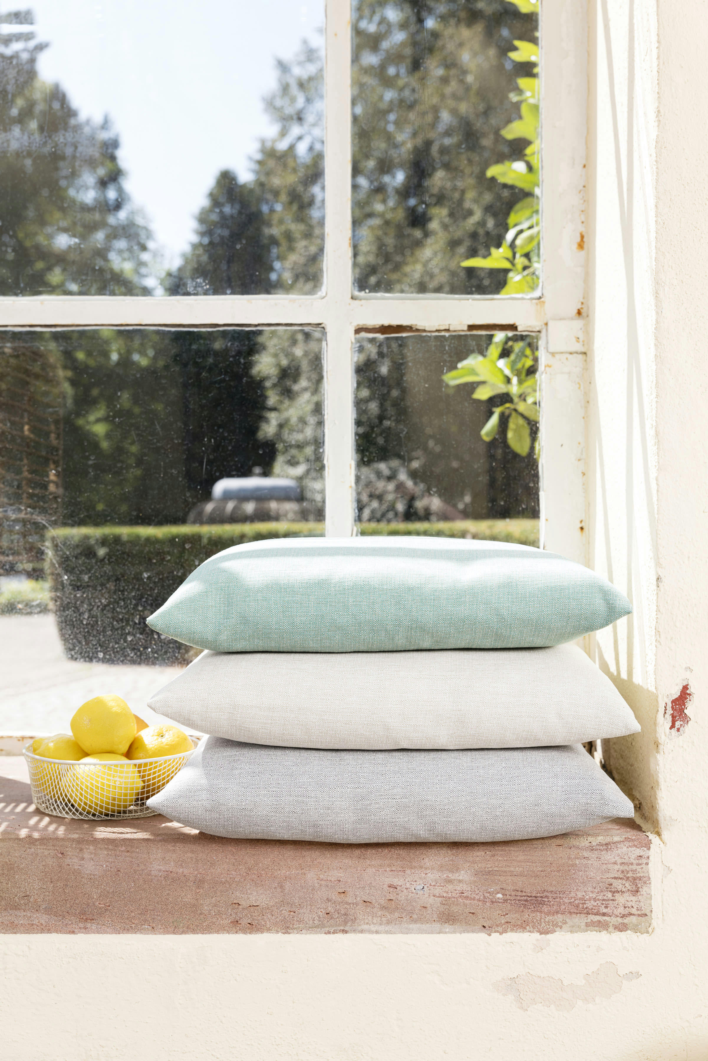 LENNON - Housses de coussin d'extérieur beige naturel - Lot de 2 - 40x40