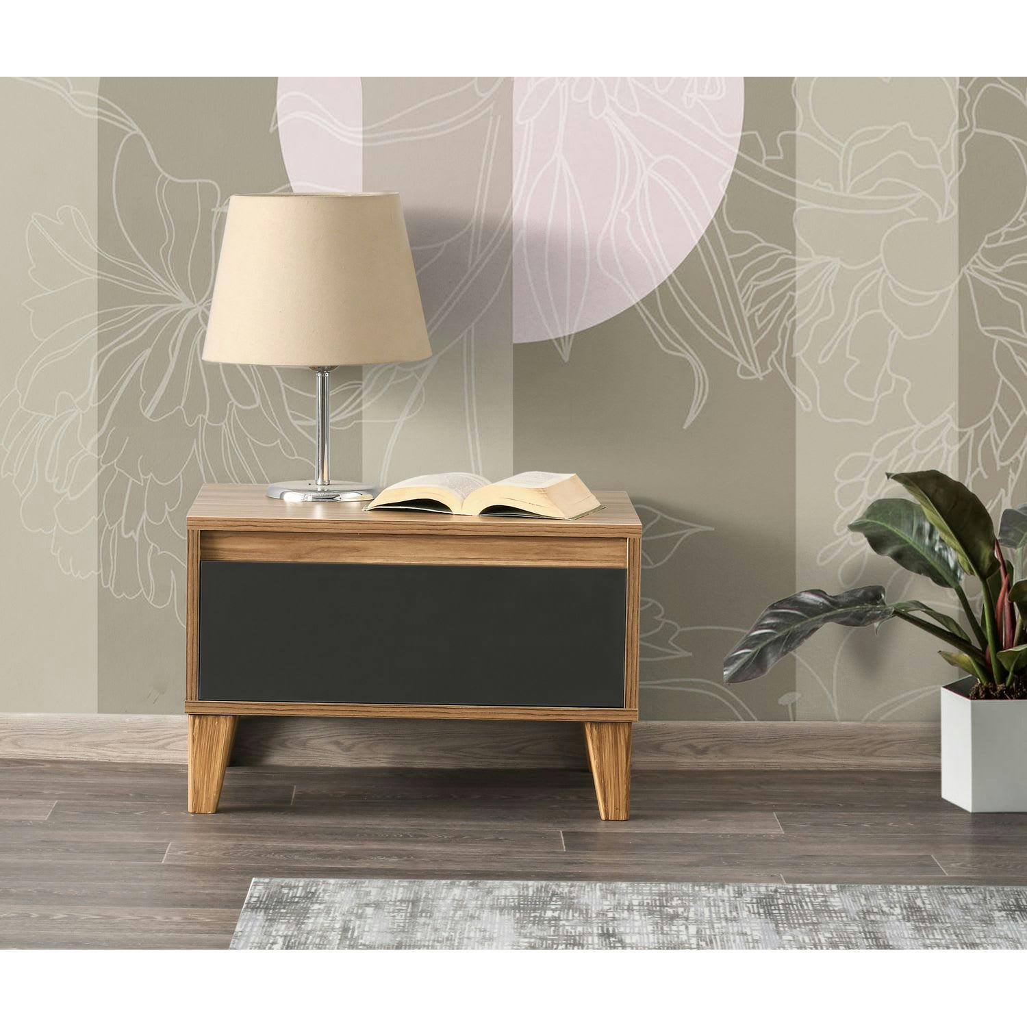 SAMBA - Table de chevet design bois gris foncé