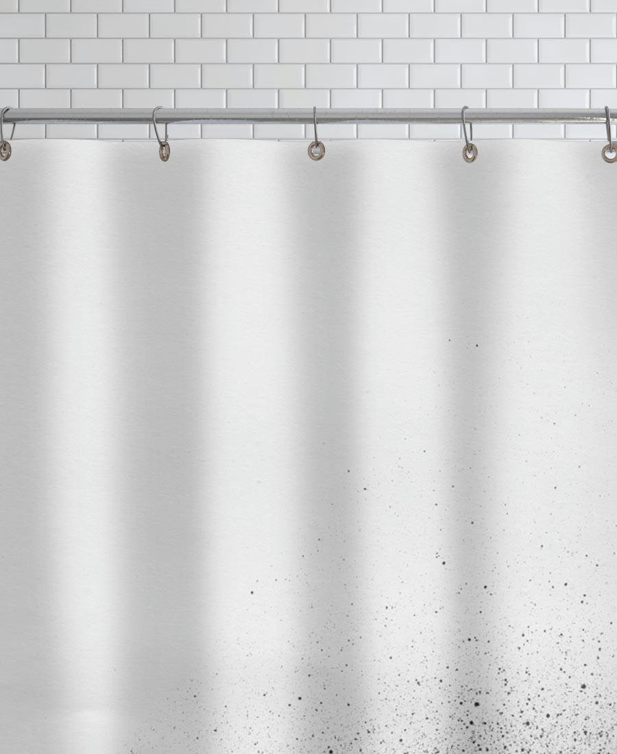 BLACK 00 - Rideau de douche en polyester en blanc & gris 150x200