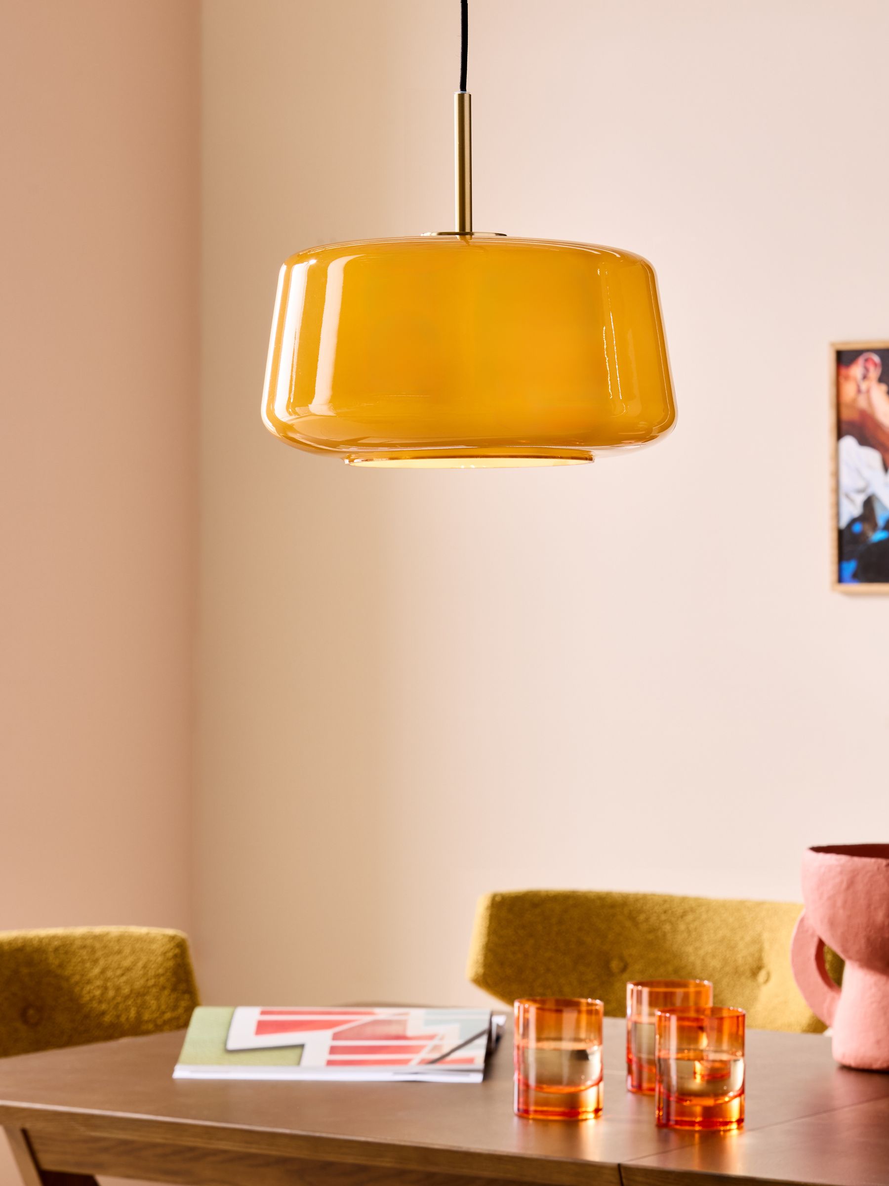 Camilo Pendant Light in Amber Orange