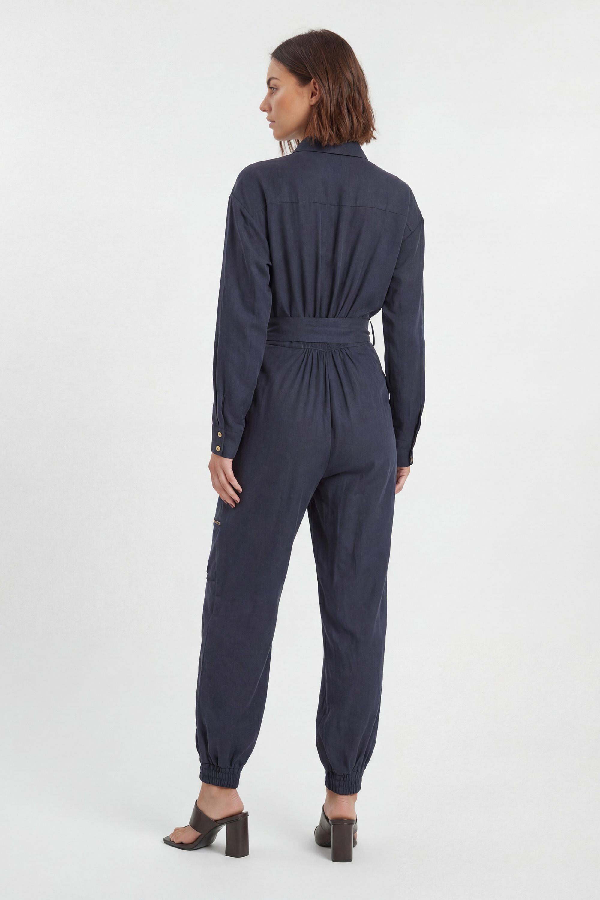 KarenMillen Cupro Utility Twill Woven Jumpsuit