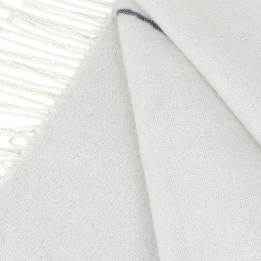 LEOF - Plaid motifs tissés jacquard blancs et noirs à franges 170x130