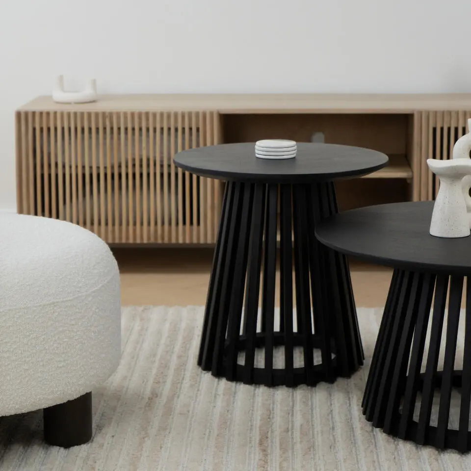 Lewis & Loft Salontafel Levi - FSC Mangohout - Zwart - Set van 2