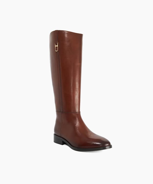 Tanvie Dark Tan - Leather Knee-High Boots