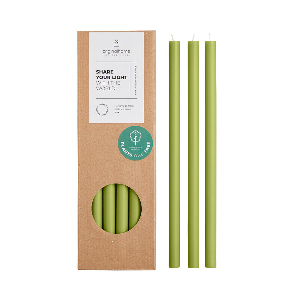Originalhome dinerkaarsen - ø 1.3 cm - mosgroen - set van 10