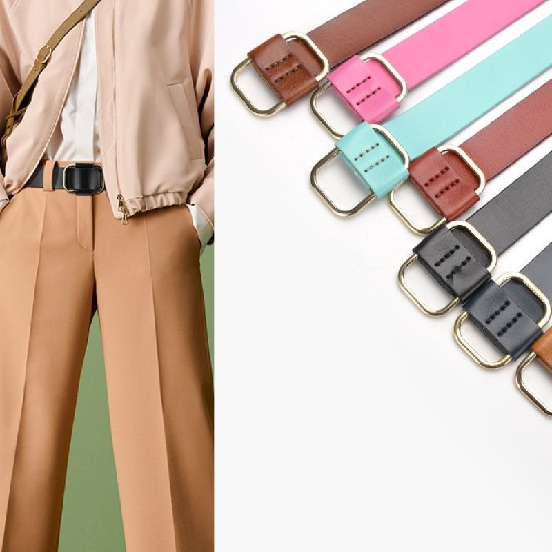 PEACH ACCESSORIES Gold Square Buckle Belt