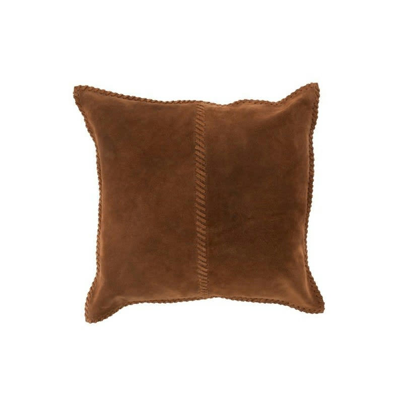 POINT - Coussin carré cuir Cognac 44x44