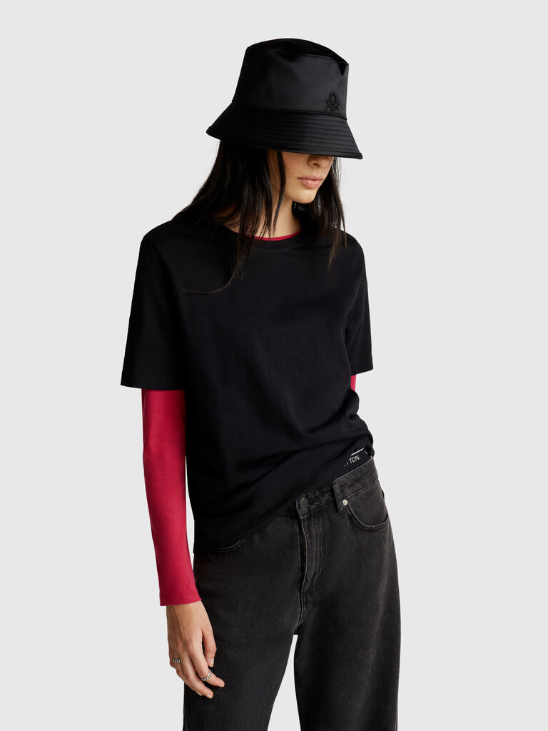 Crew neck t-shirt in slub cotton