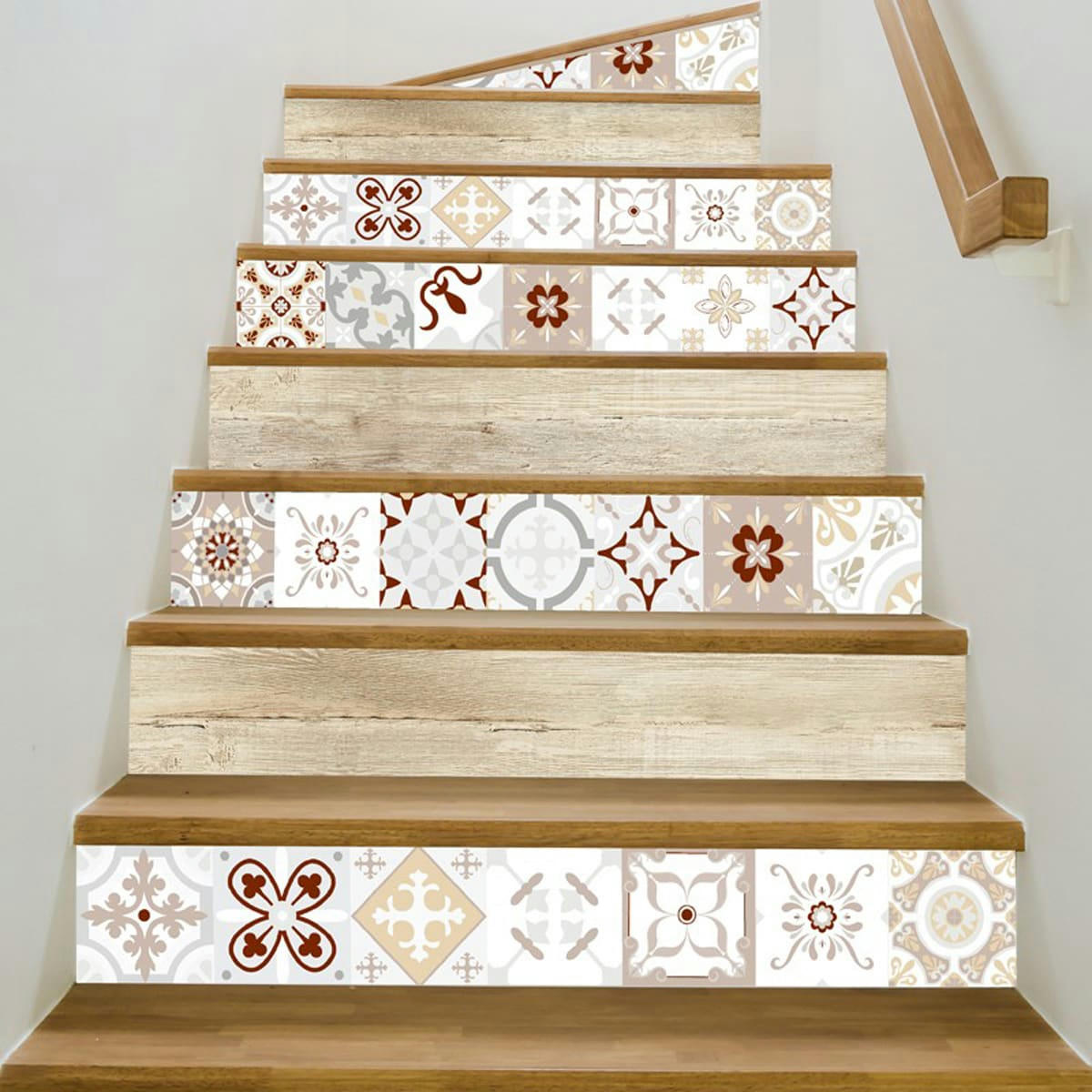 MIX CIMENT WOOD - Lot de 5 Contremarches MIX H 15xL100cm Multicolore Bois Vintage