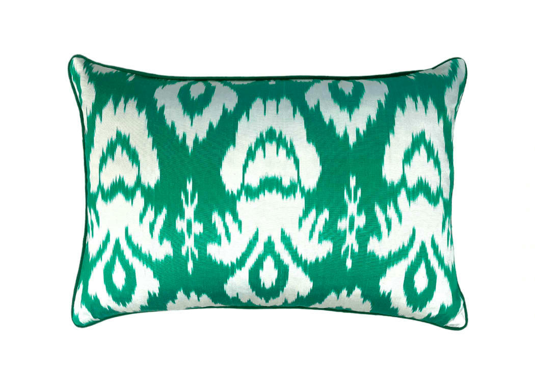 - Housse de coussin double soie  ikat 40x60 vert