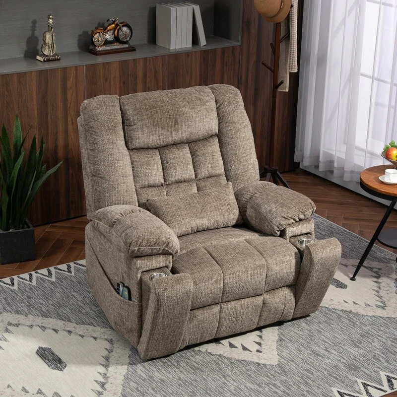 Flatship 4 Motors Power Lift Recliner,Adjustable Headrest Oversized Recliner Chair with Heat/Massage