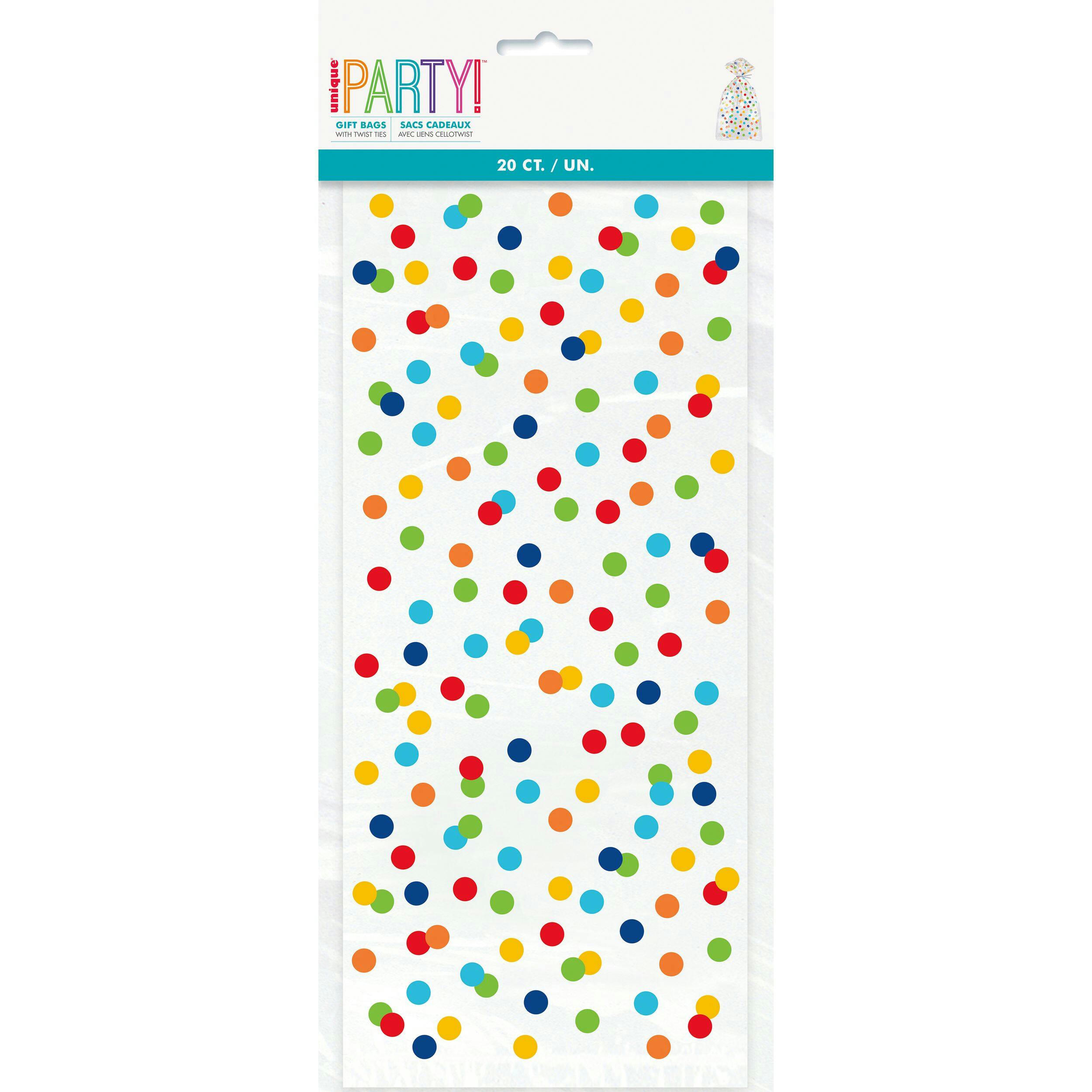 Unique Rainbow Dots Cello Bags, 11-in x 5-in, 20 -pk