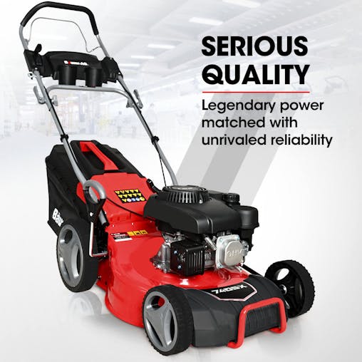 NNEMB 18' 150cc Self Propelled Lawn Mower, 7 Height, Steel Deck, Cup Holders, 4-Stroke Petrol Lawnmower - 740SX