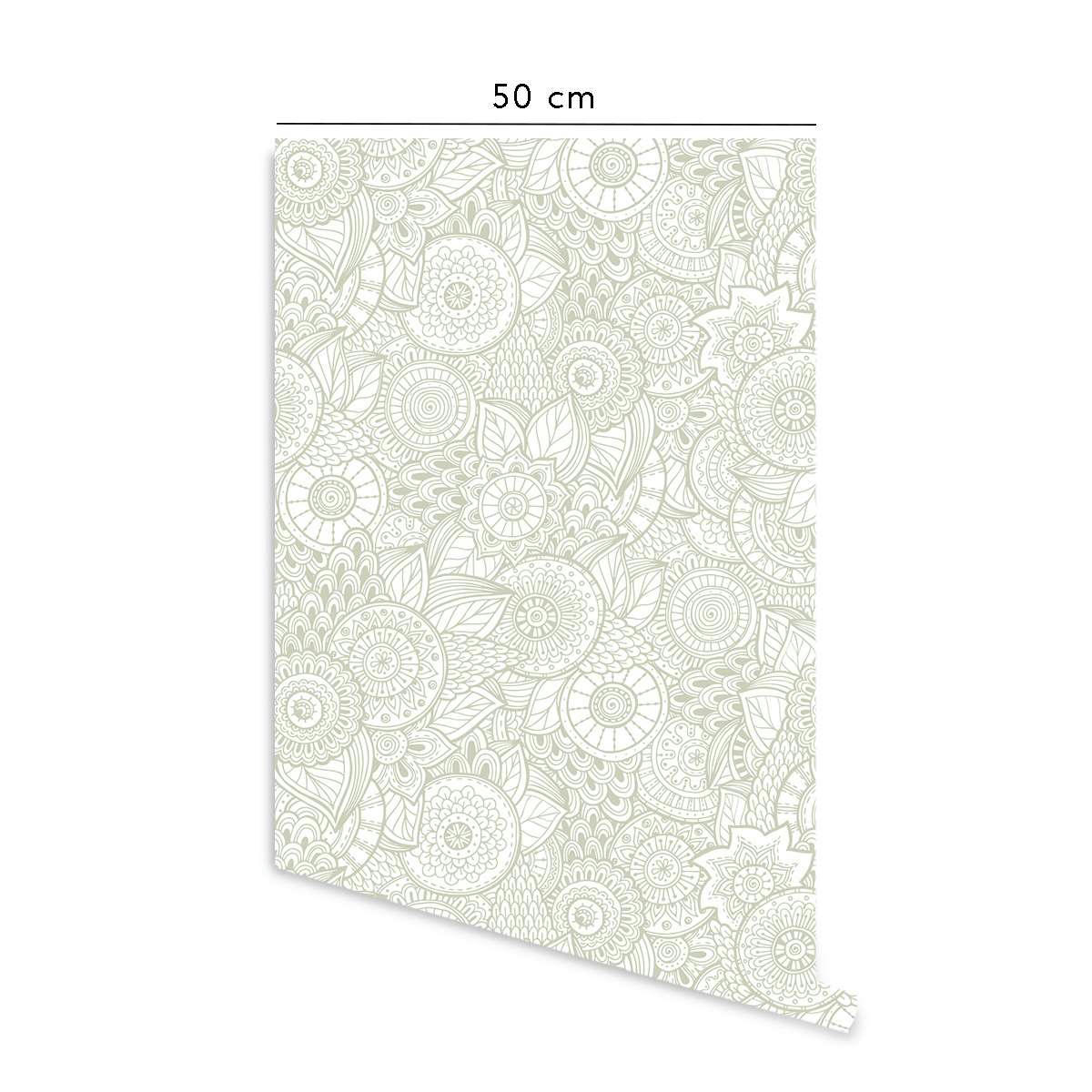 BOHOCHIC - Papier peint vinyle adhésif boho chic vert 50x300 cm