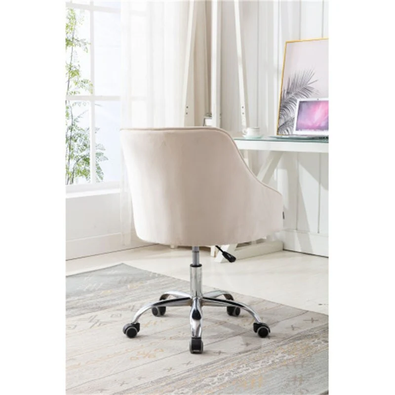 Desk Modern velvet office computer height adjustable mid-back work chair with silver feet