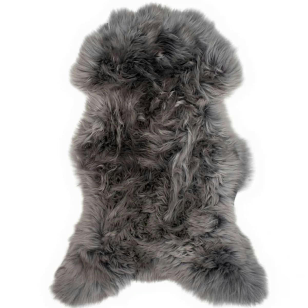- Tapis en peau de mouton gris perle