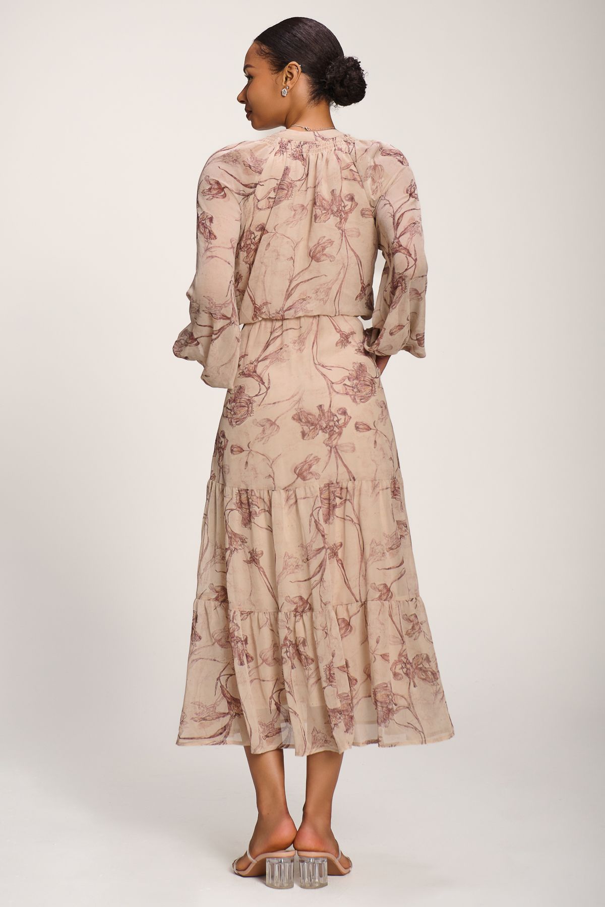 Jolie Moi Chiffon Tie Neckline Maxi Dress