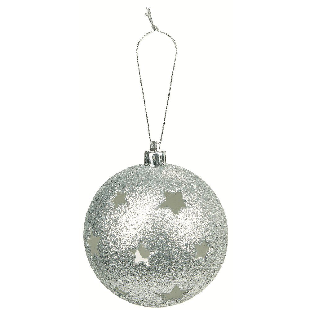 Boule de No&euml;l brillante motif étoilée ajourée