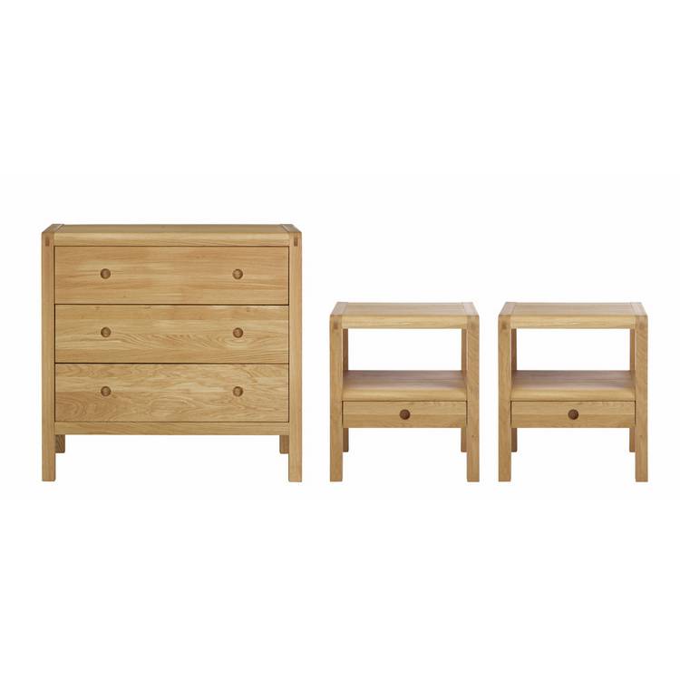 Habitat Radius 2 Bedside Table & 3 Drawer Chest Set - Oak