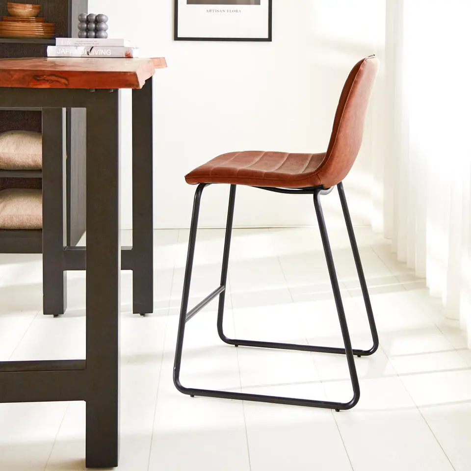 Industri?le barkruk Mark cognac - Zithoogte 65 cm - Kunstleder - Bruin