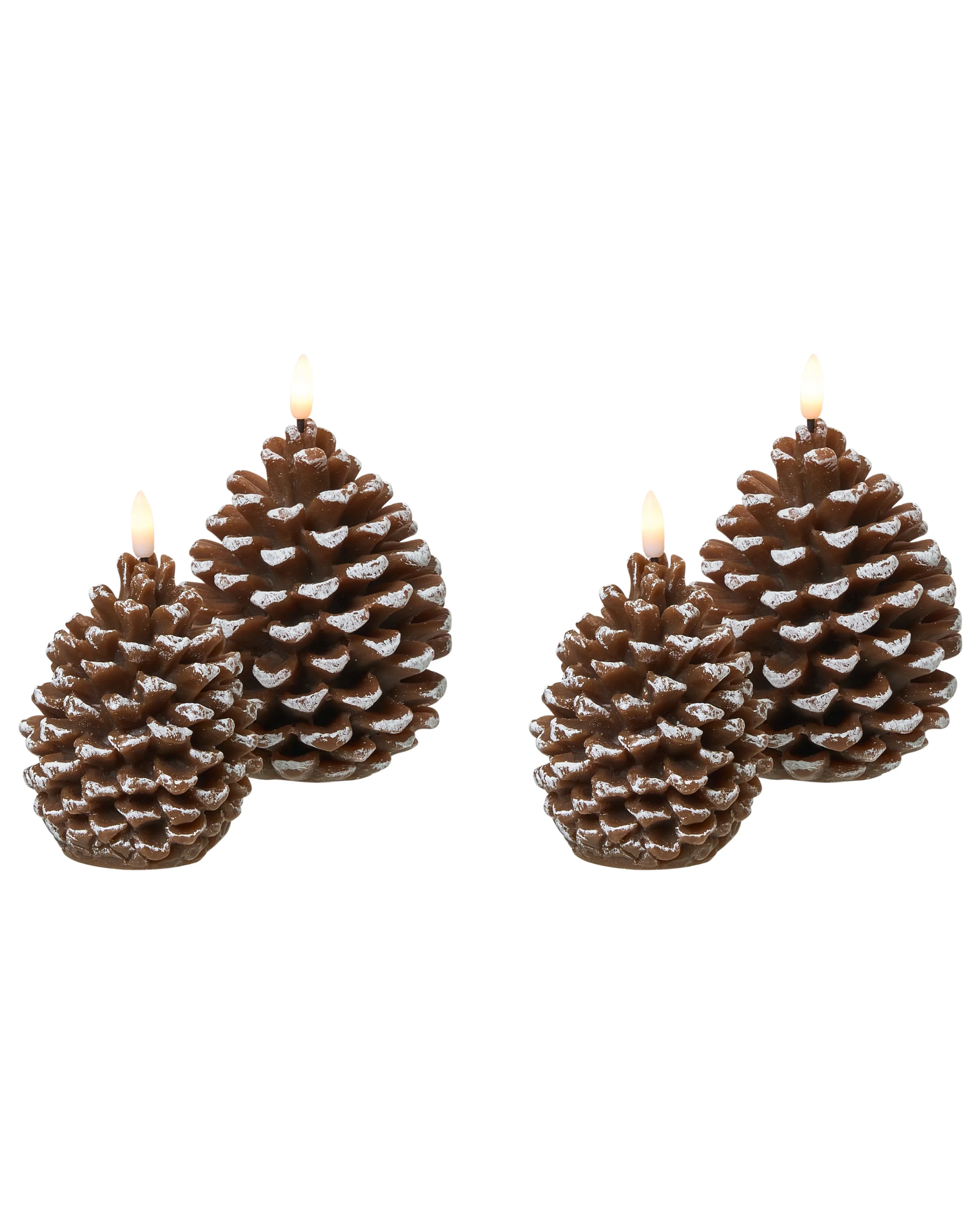 Set of 4 LED Candles IVRESSE Pinecone 15/12 cm Brown