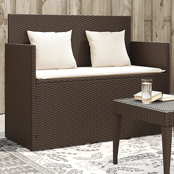 Banc de jardin avec coussins marron résine tressée vidaXL
