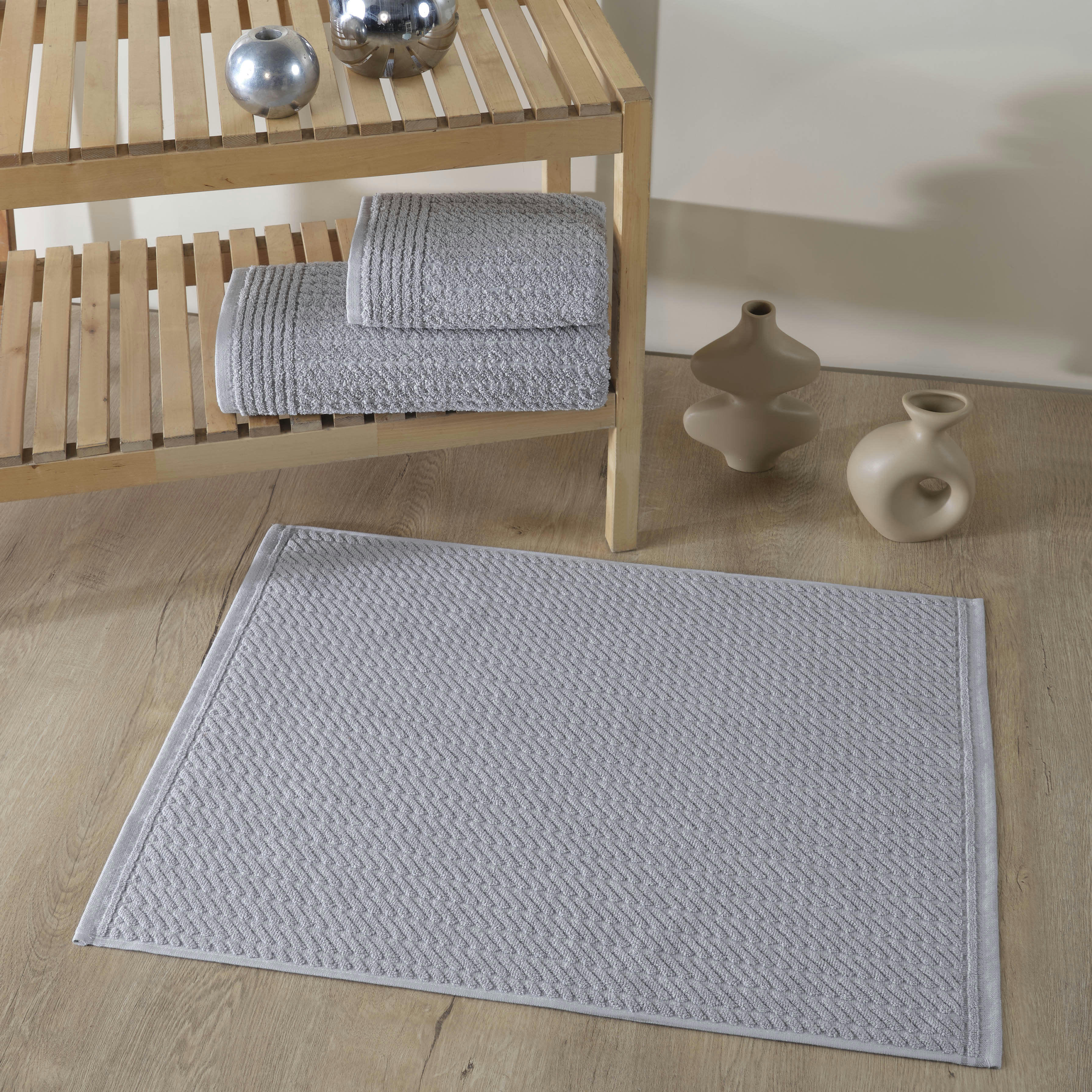 DORE - Set de bain éponge 3 pc Serviette 50x90 +70x140 cm , tapis de bain